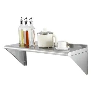 Factory Direct Kitchen Stainless Steel Wall Mounted Shelves With Backsplash For Restaurant Kitchen Storage