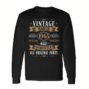 T-shirt vintage à manches longues pour homme, anniversaire 1965, cadeau pour le 60e anniversaire, parfaitement vieilli, toutes les pièces sont originales - Product Image 2