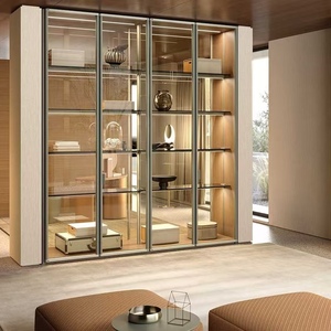 BALOM Modern Aluminum Frame Glass <b>Sliding</b> Door Walk in Closet Modular Custom Bedroom Furniture OEM Factory - Product Image 2