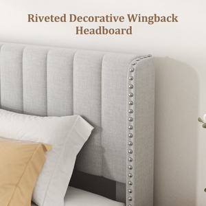 Кровать размера «<span class=keywords><strong>queen</strong></span>-size» с обивкой, платформой, 4 ящиками и изголовьем с местом для хранения - Product Image 3