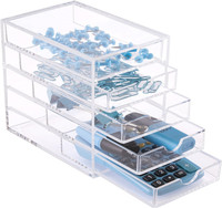 Boîte de rangement personnalisée en acrylique transparent à 5 tiroirs pour les présentoirs de magasin de centre commercial organisant des articles divers