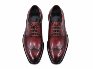 Chaussures habillées Oxford marron pour hommes, en cuir véritable, à lacets, semelle extérieure en caoutchouc, pour le bureau, la carrière, les mariages, bout pointu, vente en gros - Product Image 6