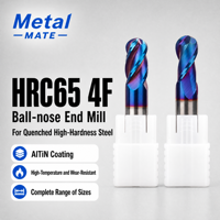1-20mm Vollhartmetall-Kugelfräser 4-Schneidig CNC-Fräser HRC65 Nano-Beschichtet für Stahl und Metall