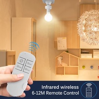 Soket Lampu E27 Model Sekrup Bahan PC dengan Remote Kontrol Nirkabel 220V, Dapat Diredupkan, Dilengkapi Timer, Steker EU, Lampu LED, Lampu Malam