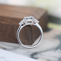 PST Personnalisé Dames Bagues En Argent Sterling 925 D VVS1 3ct Gris Radiant Coupe Moissanite Anneau Usage Quotidien