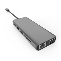 Hub USB 12-en-1 en alliage d'aluminium avec USB-A+ 4K+VGA+RJ45 1000Mbps+TF/SD+Audio+PD 100W Station d'accueil pour Macbook Pro Acce