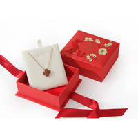 Boîte à bijoux de luxe avec couvercle et base, en carton rigide, avec ruban, pour l'affichage en magasin et les cadeaux
