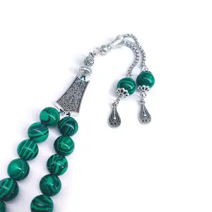 10mm Synthétique <span class=keywords><strong>Malachite</strong></span> Tasbih Allah Mohammed 33 Perles De Prière Islamique Chapelet Collier - Product Image 6