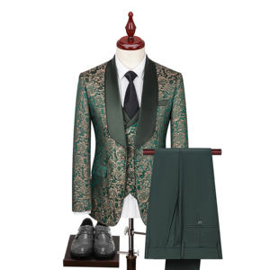Costume 3 pièces élégant pour <span class=keywords><strong>homme</strong></span>, tissu jacquard TR luxueux, costume de banquet pour <span class=keywords><strong>homme</strong></span> - Product Image 3