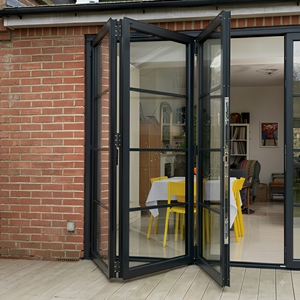 Système de portes pliantes modernes de grande taille, portes pliantes en aluminium pour véranda extérieure, portes patio en aluminium à double vitrage - Product Image 1