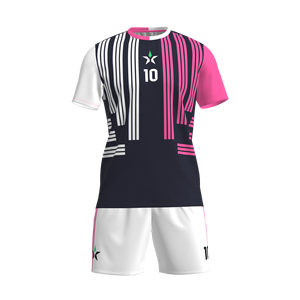 Ensemble de <span class=keywords><strong>football</strong></span> personnalisable haut de gamme, motif rayé noir, rouge et blanc sophistiqué, léger, respirant, prêt pour les matchs - Product Image 2