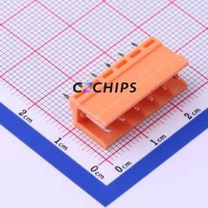 HT396V-3.96-6P Plug-in Terminal Block Through hole,P=3.96mm Connector Board-to-Board / Socket - Open 1x6P 3.96mm Orange - Product Image 1