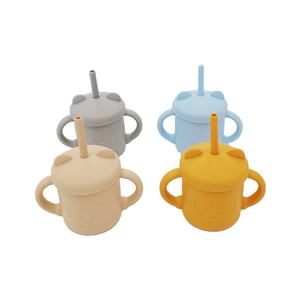 Tasse de paille en silicone pour enfants, avec couvercle, double oreille, tasse à boire de qualité alimentaire avec poignée, tasse <span class=keywords><strong>d</strong></span>'entraînement - Product Image 3