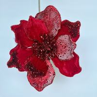 Fleurs de Poinsettia artificielles en polyester faites à la main pour la décoration d'arche de mariage en intérieur, tailles et couleurs personnalisées, fête