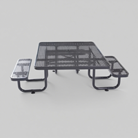 Tables et chaises de bord de mer carrées ADA OEM de 48 pouces, jardin/extérieur, acier métallique expansé, table de pique-nique en thermoplastique, banc