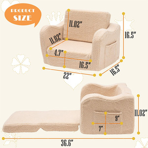 Canapé pliable en peluche douce pour enfants, avec poche latérale et accoudoirs, pour les tout-petits de 2 ans et plus - Product Image 2