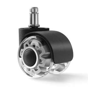 Roulettes de bureau pivotantes en PU noir transparent, silencieuses, à double roue, petites, 2 pouces, pour meubles légers - Product Image 2