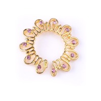 Meilleures ventes : Exquises fausses bagues de langue en acier inoxydable en forme de fleur, clous de poitrine non-percants en ZIRCON motif écran de paon