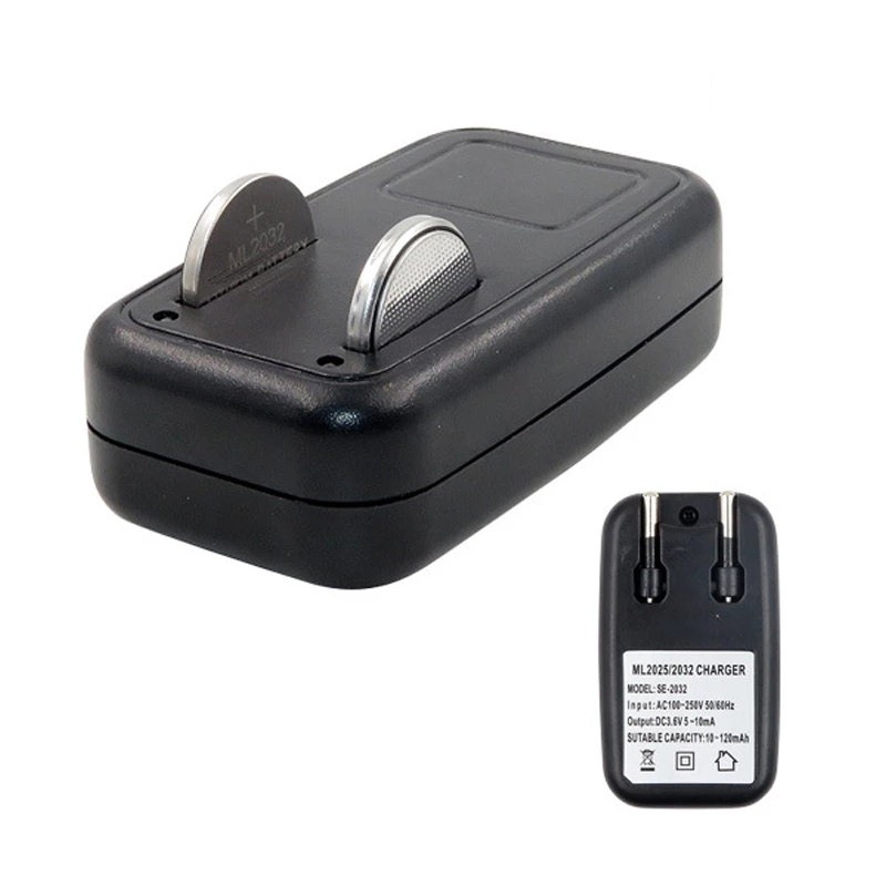 2 Stuks LCD Oplaadbare Knoopcellader met LCD-scherm Dubbele Batterij Opladen voor LIR2016 LIR2025 LIR2032 ML2016 ML2025 ML2032 CR2032 EU-stekker