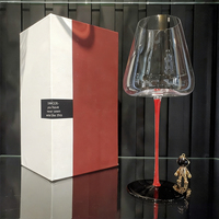 Verre à vin moderne en cristal soufflé à la main, sans plomb, transparent, grande capacité 850 ml, bord fin, tige longue et fine, dans un coffret cadeau