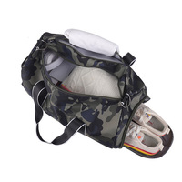 Sac de sport à bandoulière réglable motif camouflage grand sac de sport de voyage à fermeture éclair sac de sport en cuir brodé toile en plastique PU