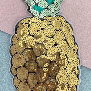 Chất Lượng Tốt Nhà Máy Trực Tiếp Trái Cây Dứa Có Thể Đảo Ngược <span class=keywords><strong>Sequin</strong></span> Các Bản Vá Lỗi Long Lanh Vàng Các Bản Vá Lỗi Cho Quần Áo Phụ Kiện - Product Image 3