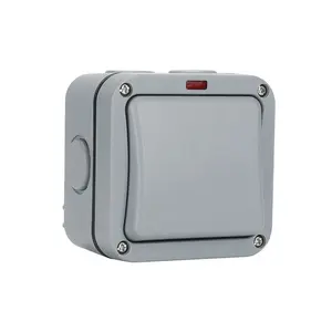 Interruptor y enchufe MP12 para interior y exterior, IP66, individual, abierto, doble control, a prueba de agua