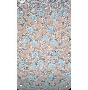 Tissu en dentelle perlée avec accents pailletés et broderie détaillée, parfait pour la décoration nuptiale et formelle de Lehenga - Product Image 3