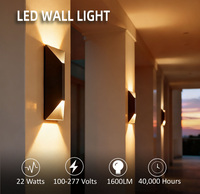 Lámpara de Pared LED de 22W 5CCT, Impermeable IP65, de Aluminio para Exteriores, 1600LM, ETL, para Villa, Patio, Pasillo