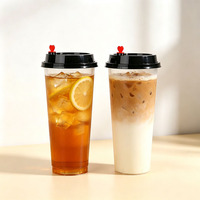 Gobelets en plastique rigide transparent givré jetables et recyclables personnalisés pour boissons froides, thé, café, jus, avec couvercle