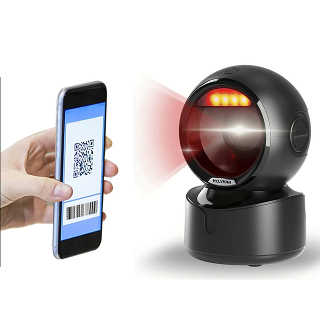 Wired Usb 2D Desktop Qr Bar Code Scanners Automatic Omnidirectional Barcode Reader for Supermarket Pos Systems
