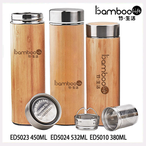 Bouteille d'eau à thé en <span class=keywords><strong>bois</strong></span> en acier inoxydable Offre Spéciale 304, flacon à large bouche, tasse à café, gobelets en bambou, <span class=keywords><strong>Thermos</strong></span> avec infuseur à thé - Product Image 5