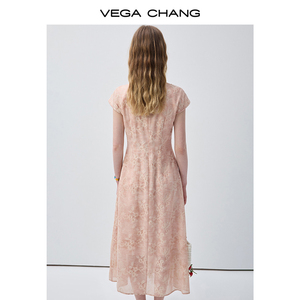 ชุดเดรสยาวสไตล์จีนใหม่สีชมพูอ่อน VEGA CHANG สำหรับผู้หญิง คอ<span class=keywords><strong>จีน</strong></span> ปักลายผีเสื้อ สไตล์ลำลอง - Product Image 3
