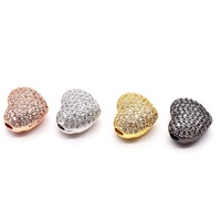 Perles entretoises en forme de cœur en laiton plaqué or 18 carats avec micro-incrustation de zircone cubique et pavé de diamants pour la création de bijoux DIY