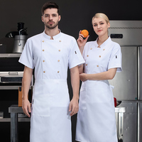Veste de chef à manches courtes confortable, respirante et extensible, résistante à l'usure, uniforme de chef personnalisé avec logo, veste de chef de restaurant