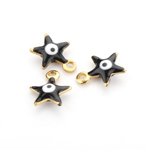Colgante de acero inoxidable esmaltado mixto con estrella y ojo turco de 8mm para hacer collares, dije colorido de doble cara con efecto de gota de aceite - Product Image 5