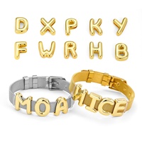 Perles en forme de bulles épaisses plaquées or 18 carats, breloques coulissantes alphabet initiales pour la fabrication de bracelets