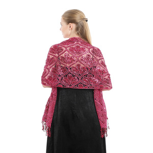 Venta al por mayor directa de fábrica: Pañuelos y chales largos de poliéster con diseño de lentejuelas y bordados para fiestas y bodas, elegantes para mujer. - Product Image 6