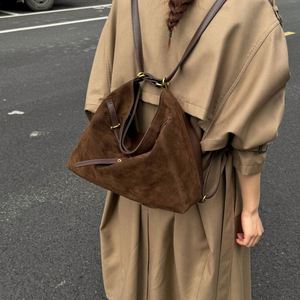 Retro Suede Women's Tote Bag, Large Capacity Multifunctional Three Use <b>Backpack</b>, Niche Designer Crossbody Bag - Product Image 5