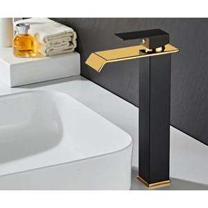 Moderno <span class=keywords><strong>Miscelatore</strong></span> Monocomando a Cascata per <span class=keywords><strong>Lavabo</strong></span> in Ottone Dorato con Valvola in Ceramica, Touchless Monoforo Temporizzato per Bagno - Product Image 3