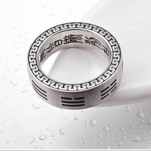 Chinese Style Titanium Steel <b>Ring</b> Bagua Yin Yang Symbol Unisex Jewelry Gift - Product Image 3