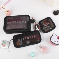 Trousse à cosmétiques en maille de nylon, petite et grande trousse de voyage, trousse de maquillage, trousse de beauté, pochette en maille, trousse de toilette avec logo personnalisé