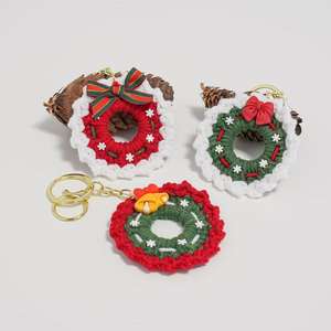 Modèle de marque SC 2025 # 272 Porte-clés en forme de cloche de Noël, mignons, faits à la main, écologiques, imprimés en relief, tissés, pendentif en peluche - Product Image 6