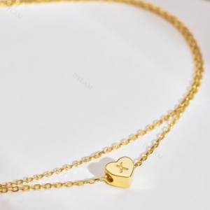 Dyslam – Bracelet de cheville plaqué or 18 carats, ensemble initiales Alphabet lettre A-Z, breloques pendentif lien cubain pour femmes - Product Image 4