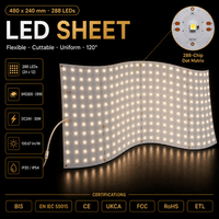 Feuille LED Flexible Ultra-Mince DC24V 288 LED CRI90, Découpable à l'unité, pour Éclairage de Comptoirs en Onyx, Marbre et Armoires