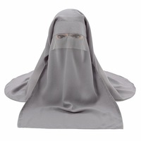 Vente en gros usine : Hijab Khimar Niqab en mousseline de soie avec voile et sous-bonnet, protège-nez, Niqab islamique unisexe