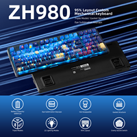 Zornher ZH980 Starry Sky Mechanical Keyboard RGB Backlit Programmable Tri-Mode PBT Keycaps Keyboard USB-C untuk Gaming Kantor