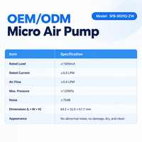 Pompe à air à micro-diaphragme à moteur CC 12V à faible bruit, personnalisée OEM, pour équipement de beauté et dispositifs pneumatiques