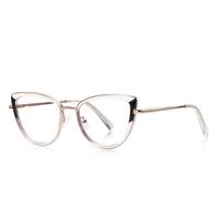 Kacamata Komputer Model 3127 Metal dengan TR90, Kacamata Desainer Cateye, Kacamata Anti Cahaya Biru, Frame Optik