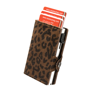 Casekey Custom Logo Leopard Print Leather Auto Eject <b>Wallet</b> Portafogli Rfid Safe Business Bank Credit Pop Out Card <b>Holder</b> - Product Image 1